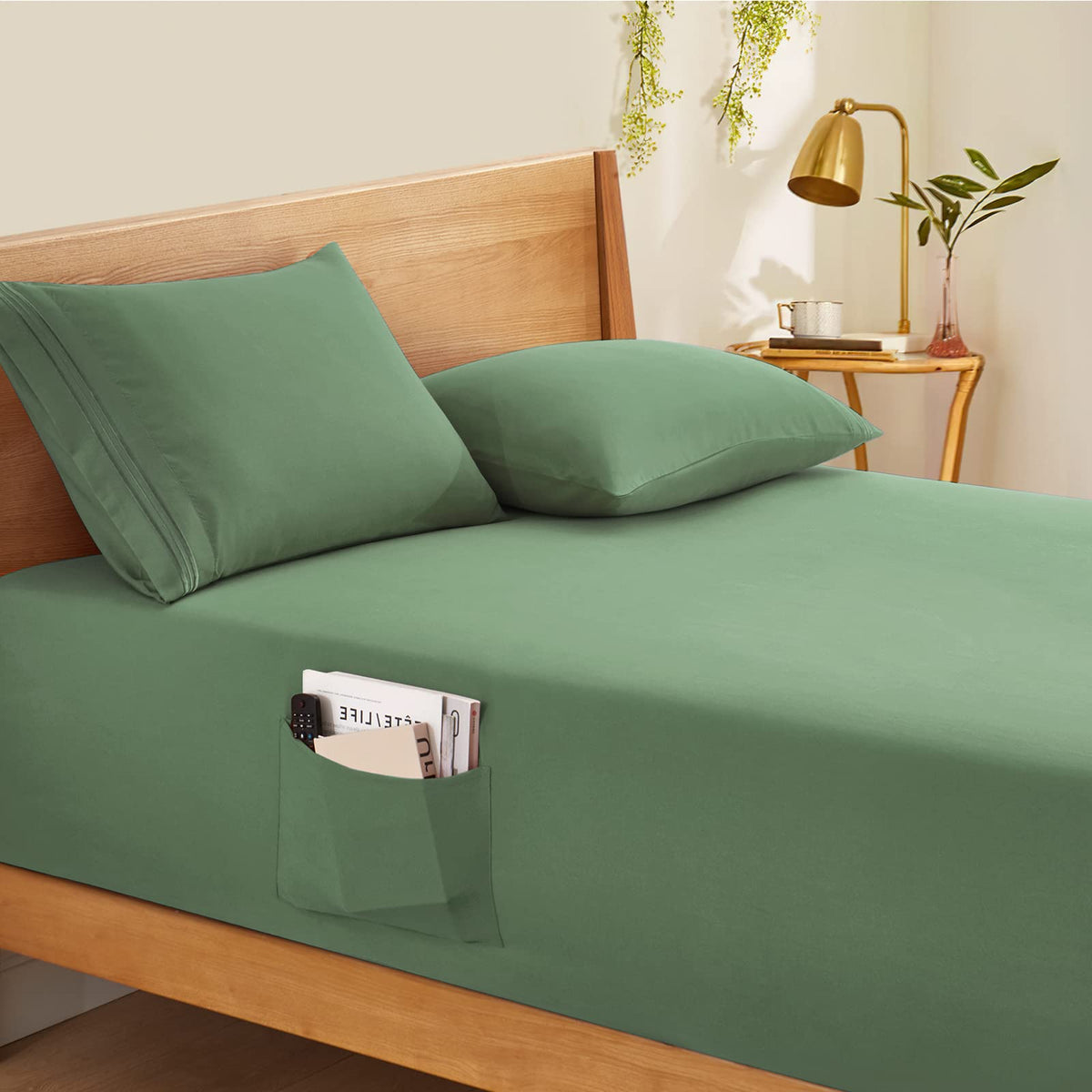 Horbaunal Extra Deep Pocket King Fitted Sheet Only - Fits Up To 24 Inch Mattress - Luxury 1800 Thread Count - Microfiber Forest