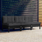 vidaXL Solid Pinewood 3-Seater Patio Sofa with Anthracite Cushions Garden Outdoor Lawn Yard Terrace Balcony Seat Seating Sitting Chair Furniture