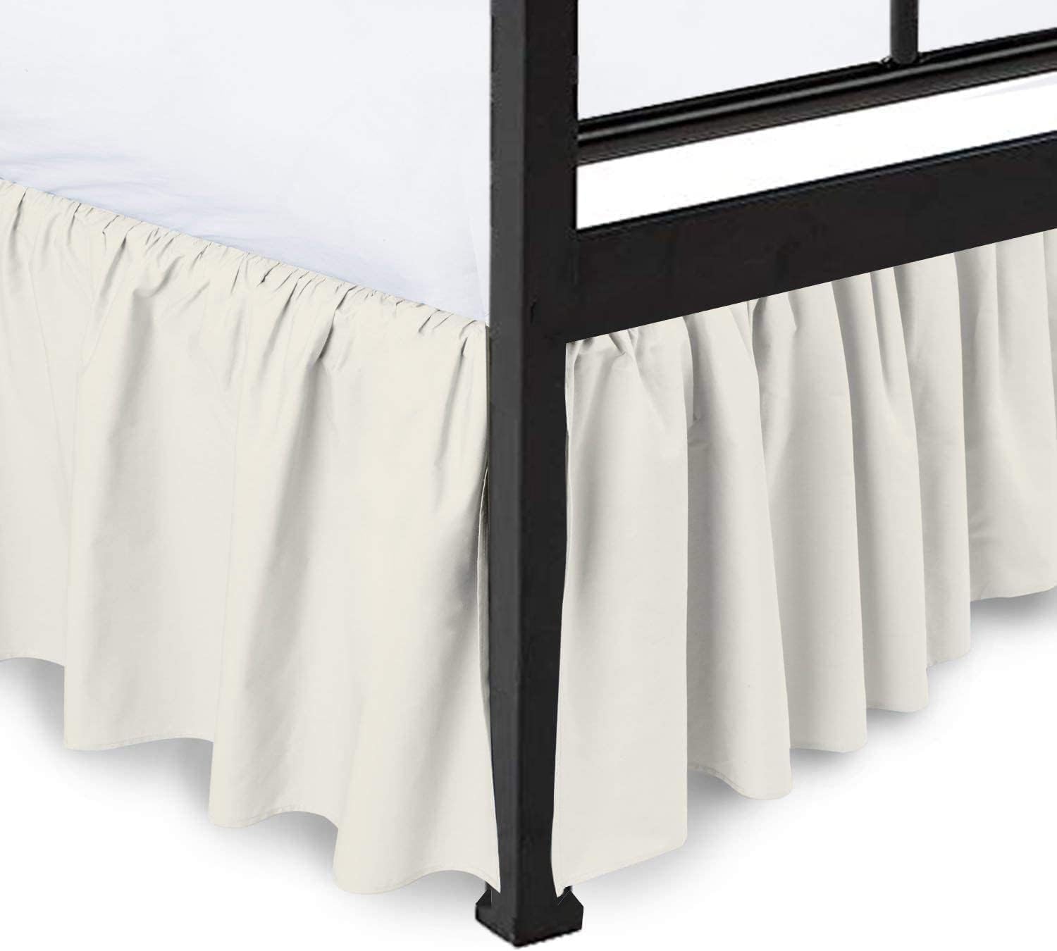 Peace Sleep Bedding - Ruffled Bed Skirt With Split Corners, Ivory, Queen 16 Inch Drop Bedskirt, Hotel Quality Brushed Microfiber