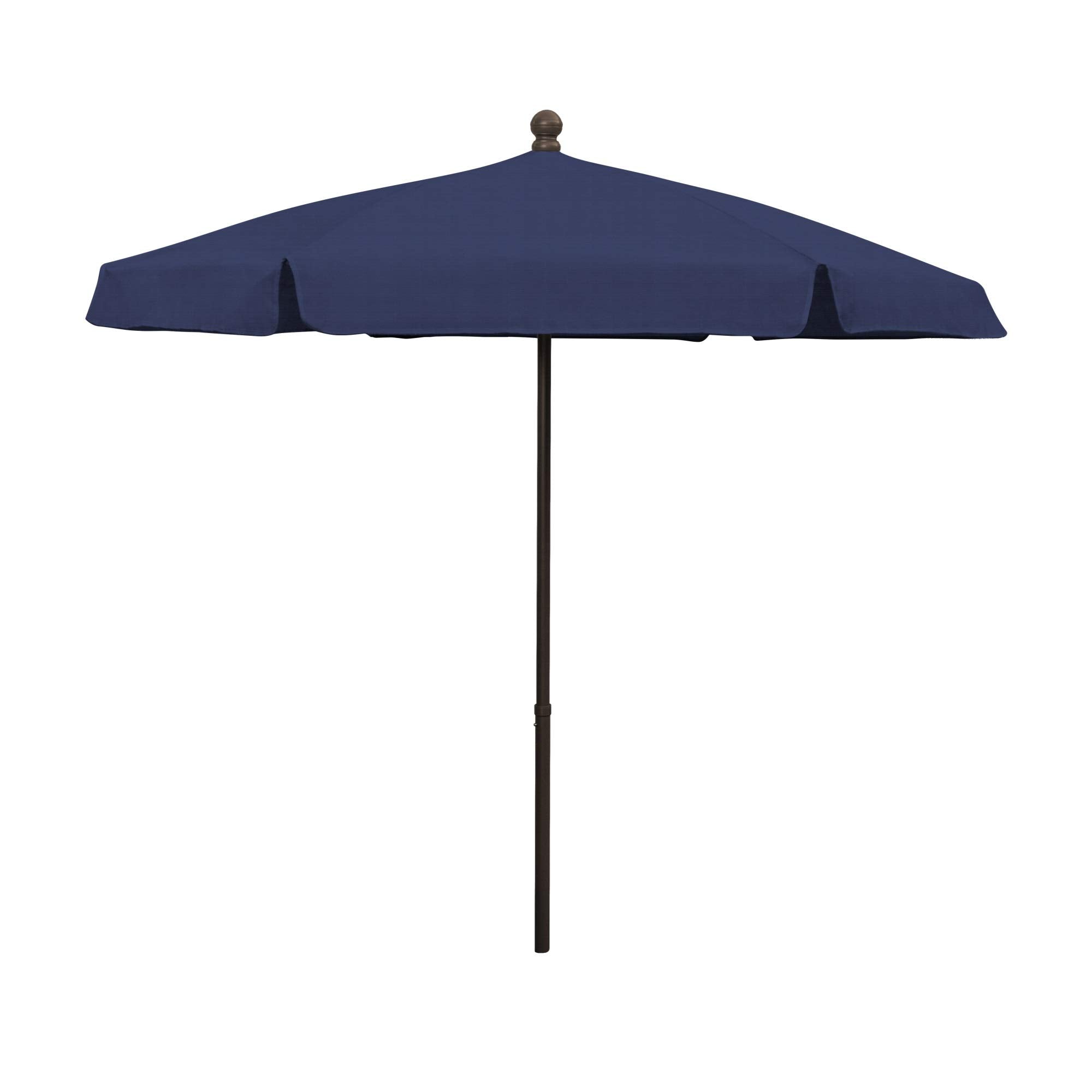 Fiberbuilt 7.5' Hex Garden Patio Umbrella 6 Rib Push Up Champagne Bronze with Navy Blue Vinyl Coated Weave Canopy