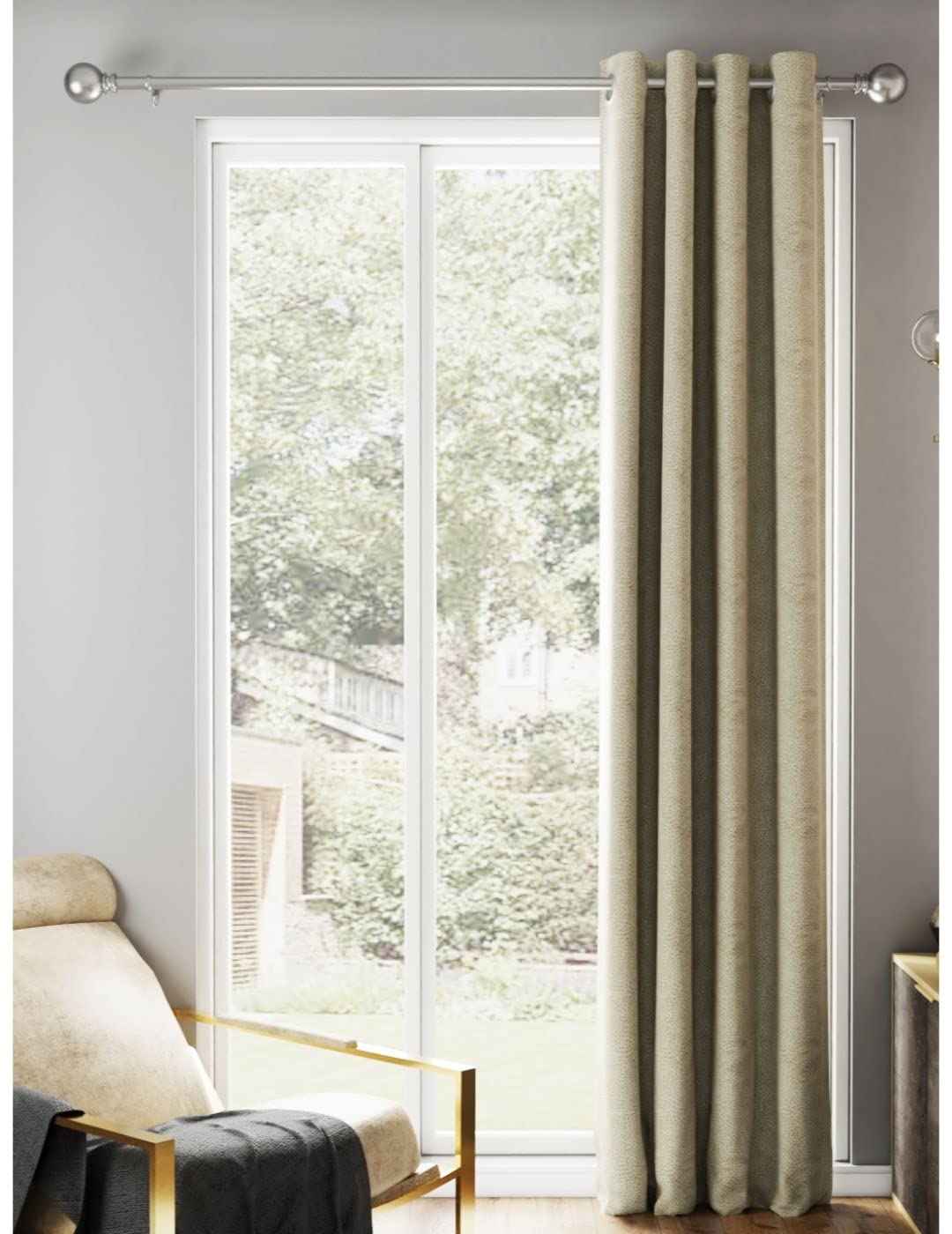 BIANCA Jacquard Blackout Eyelet Curtain 1pc 7 Feet (tremezzo) | 300GSM | Door Abstractsage