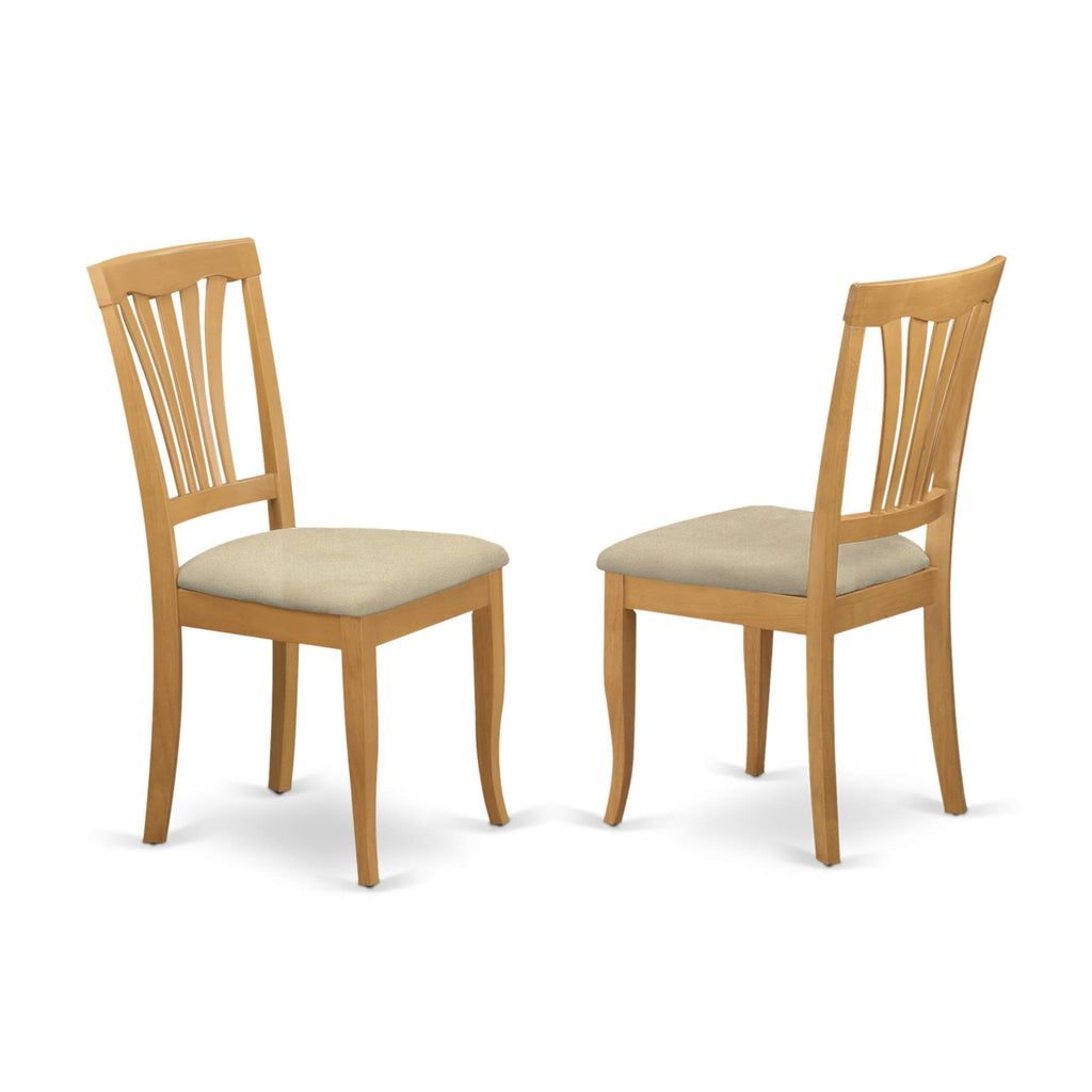 East West Furniture ANAV5-OAK-C 5 Piece Kitchen Table Set for 4 Includes a Round Dining Table with Pedestal and 4 Linen Fabric Dining Room Chairs, 36x36 Inch, Oak