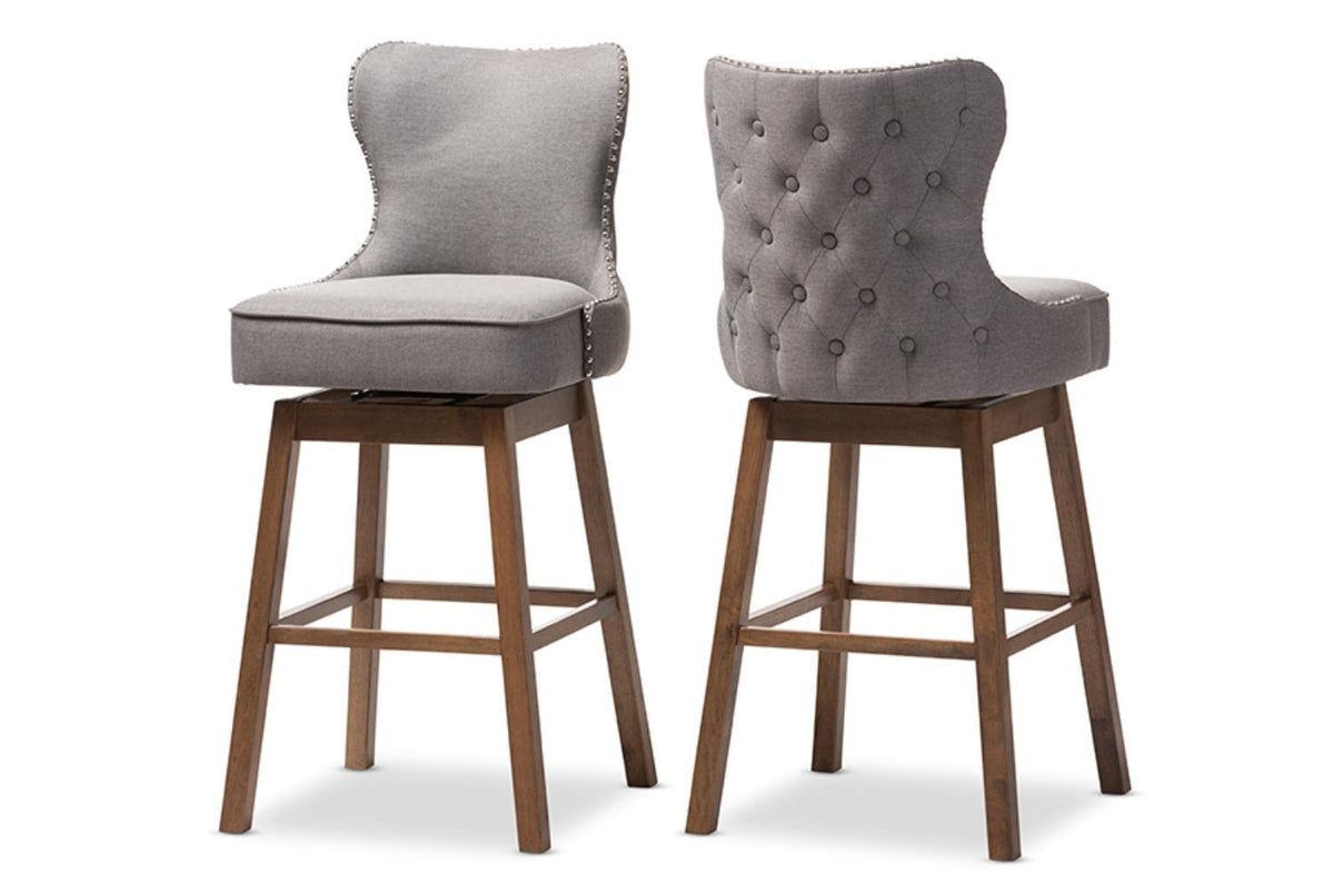 Gradisca Swivel Barstool In Gray (Set Of 2)