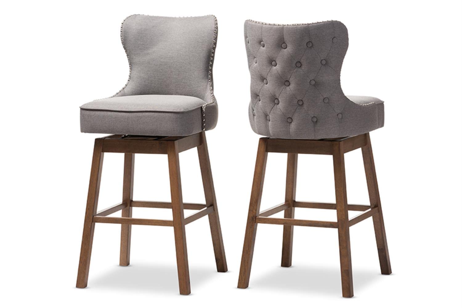 Baxton Studio Gradisca Swivel Barstool Grey