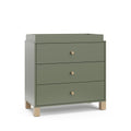 Storkcraft California 3-Drawer Chest with Removable Changing Topper (Olive with Driftwood) - GREENGUARD Gold Certified, Interloc