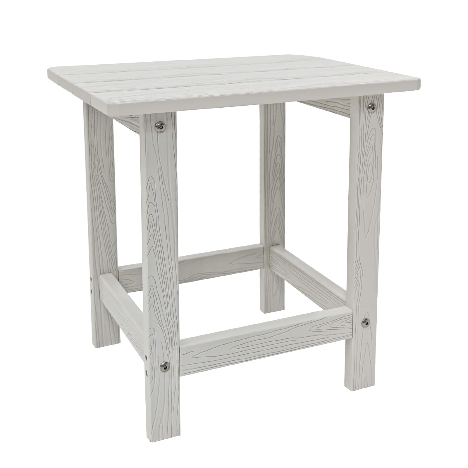 Meluvici Outdoor Side Table, Hdps Single Adirondack Side Table Weather Resistant, Outdoor Table For Adirondack Chair, Outside End Table For Patio, Pool, Deck, Porch, Outdoor Or Indoor Use, White