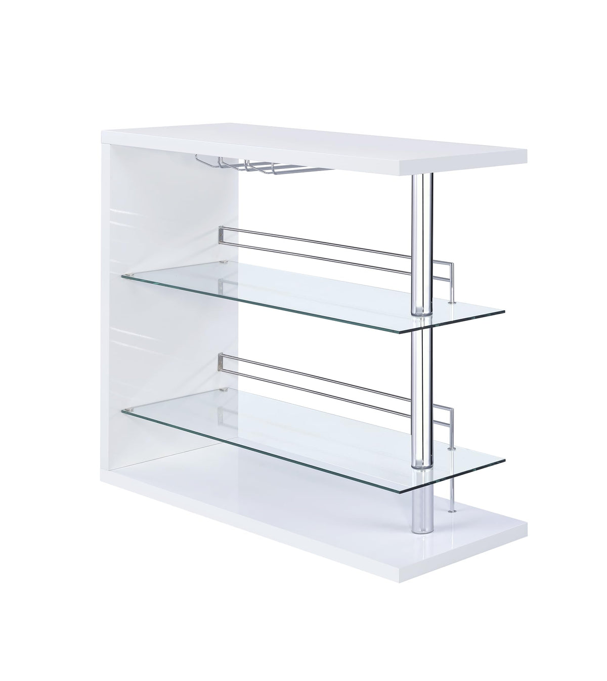 Coaster Home Furnishings Prescott Rectangular 2-Shelf Bar Unit, Glossy White