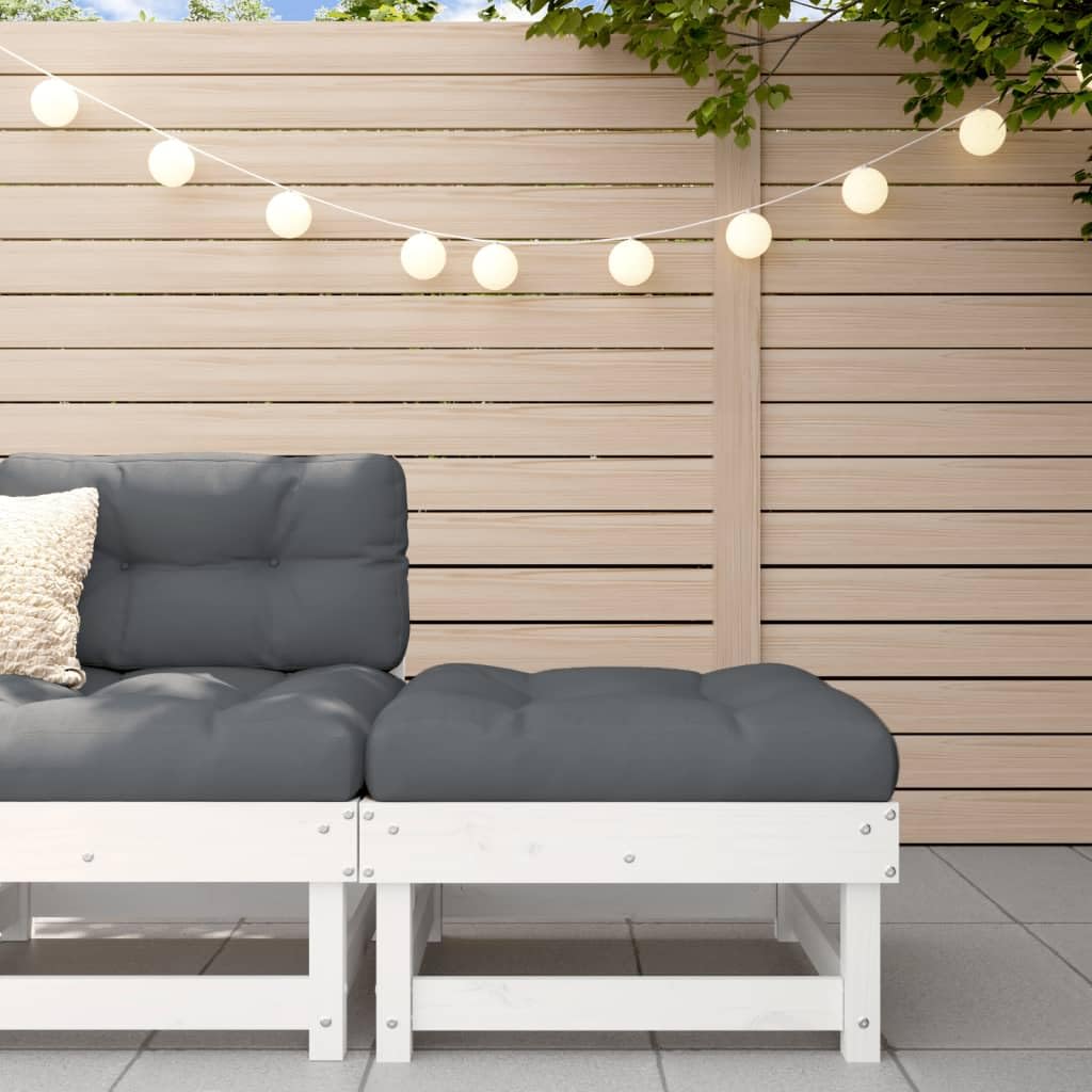 vidaXL Quality Pine Wood Patio Footstool-White-24-Includes Cushion-Anthracite-Max Load 242.5lb-Modular Design-Garden Lounge Set