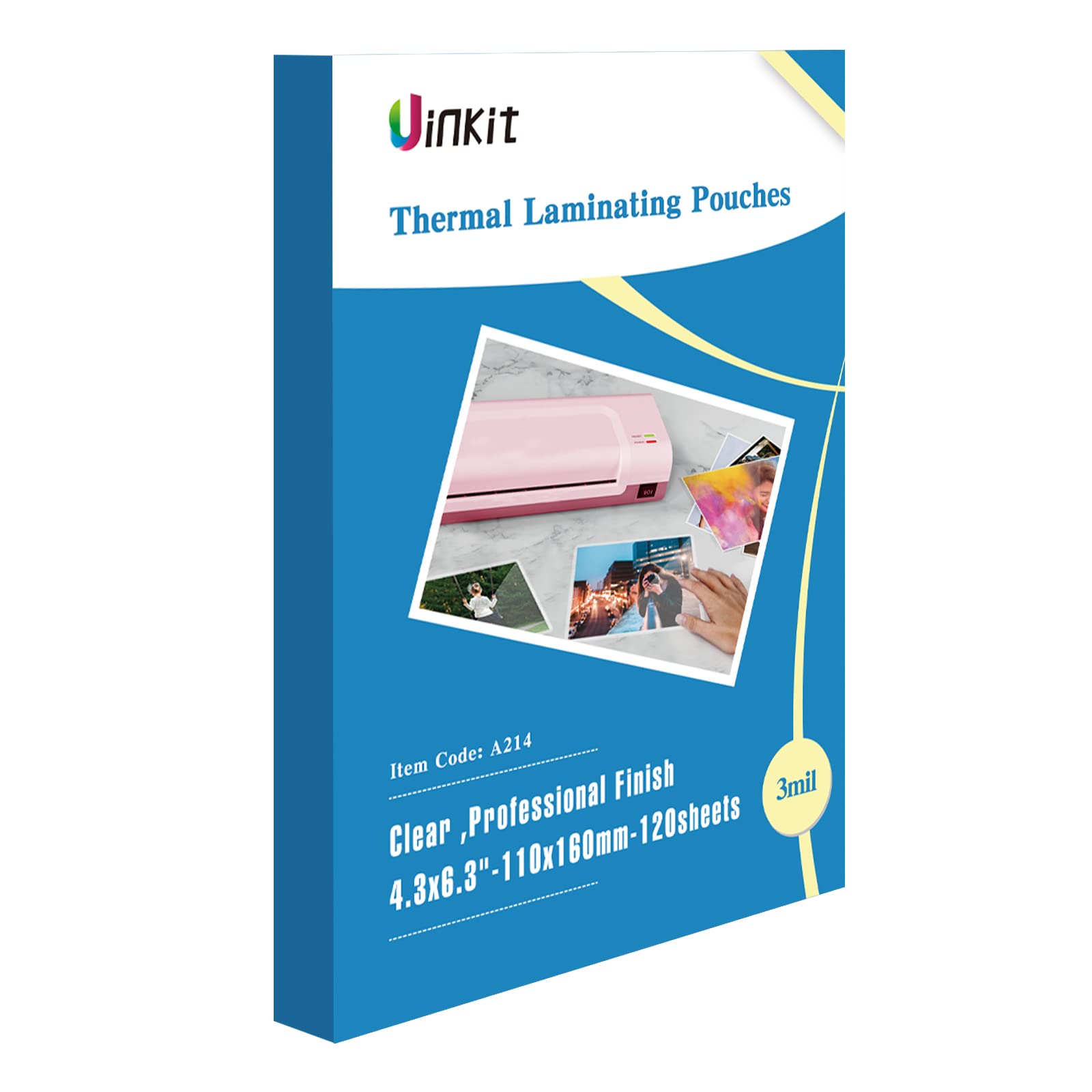Uinkit 120Pack Thermal Laminating Pouches 3Mil Laminating Sheets 4.3X6.3 Inches For Sealed 4X6 Photo Card Documents, Glossy Clea