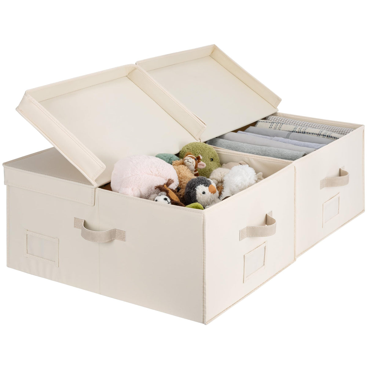 StorageWorks Large Decorative Storage Boxes with Lids, Cream White
