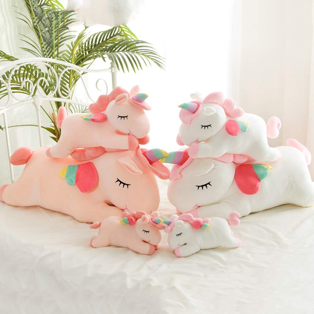 Hitoshe Unicorn Stuffed Animal, Soft Unicorn Plush Hugging Pillow Toy Gifts For Kids (White, 15.7 In)