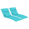 Aofeite 2Pcs Outdoor Water-Resistant Olefin Chaise Lounge Cushions With Pillow, Weather And Fade Resistant Foldable Quilted Pati