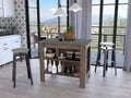 HomeRoots Dark Brown-Onix Particle Board Dark Brown and Onyx Kitchen Island with Three Storage Shelves