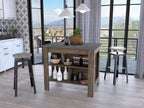 HomeRoots Dark Brown-Onix Particle Board Dark Brown and Onyx Kitchen Island with Three Storage Shelves