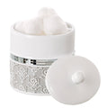 Creative Scents Mirror Damask Qtip Holder - Decorative Canister Jar, Durable Cotton Swab Ball Holder/Container - Beautiful Bathr