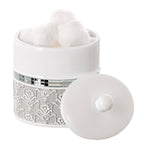 Creative Scents Mirror Damask Qtip Holder - Decorative Canister Jar, Durable Cotton Swab Ball Holder/Container - Beautiful Bathr