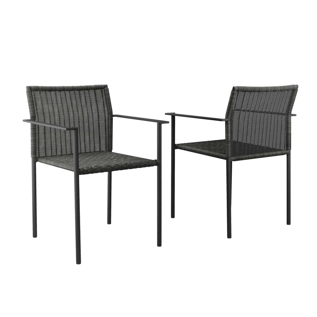 Modway Lagoon Wicker Rattan Outdoor Dining Armchairs In Charcoal (Set Of 2)