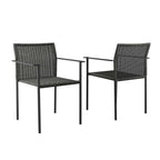 Modway Lagoon Wicker Rattan Outdoor Dining Armchairs In Charcoal (Set Of 2)