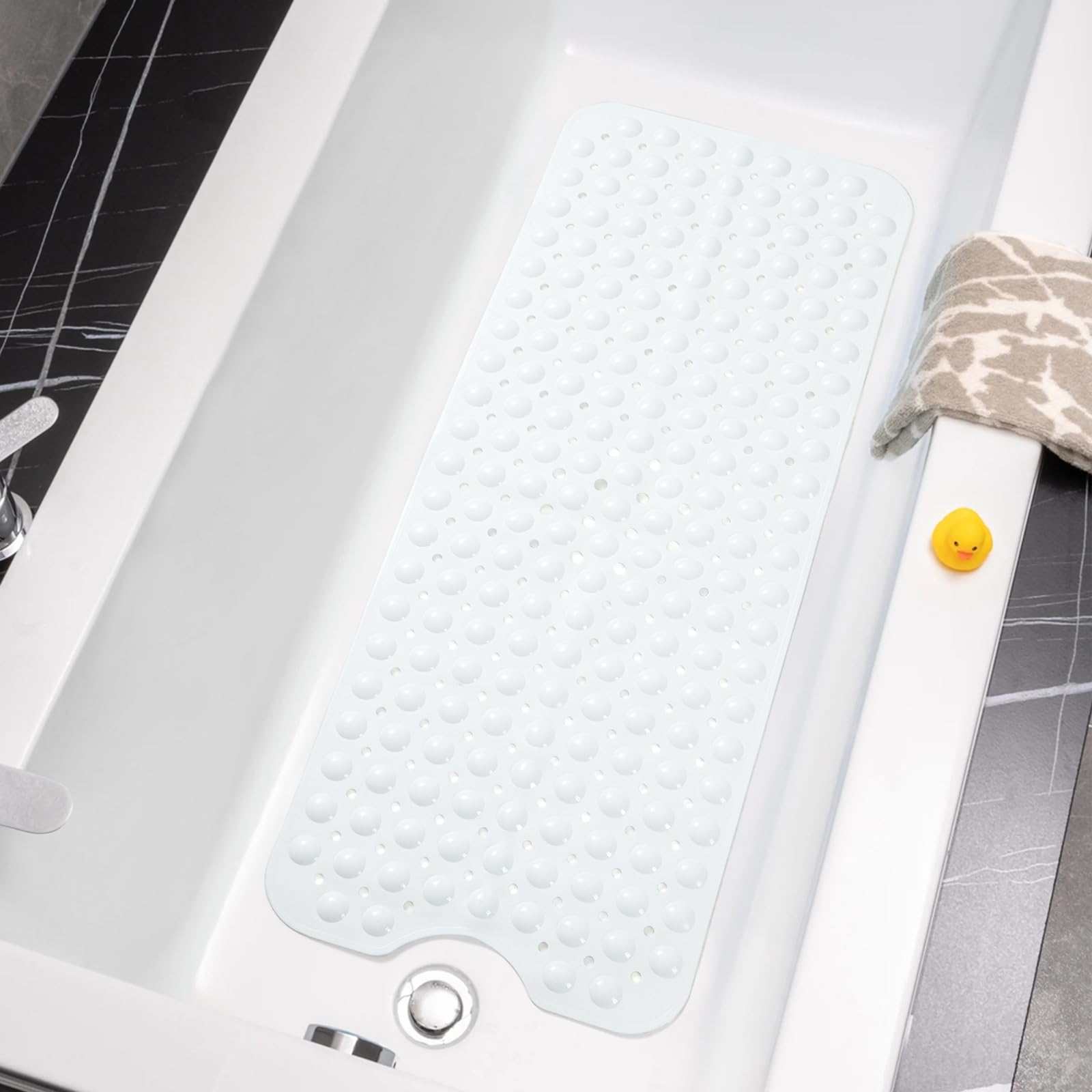 Wirhao Bathtub Mat Non Slip Shower Mat 39  16 Inches Bath Mat for Tub Machine Washable Tub Mat Large for Bathroom with Suction C