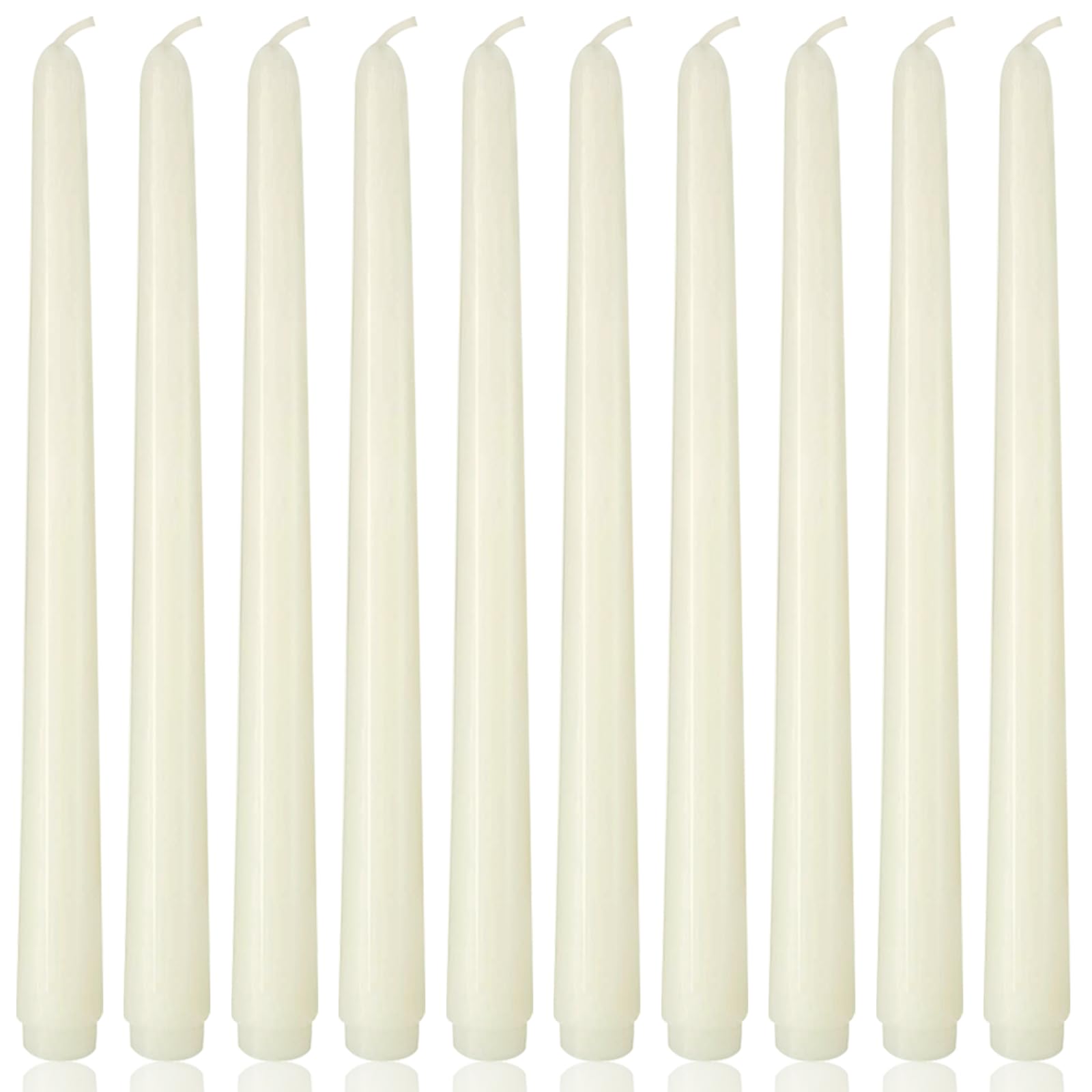 10 Inch Ivory Taper Candles, 10 Pack Unscented Candlesticks for Dinner, Wedding, Christmas, Seasonal Celebration and Home Decora
