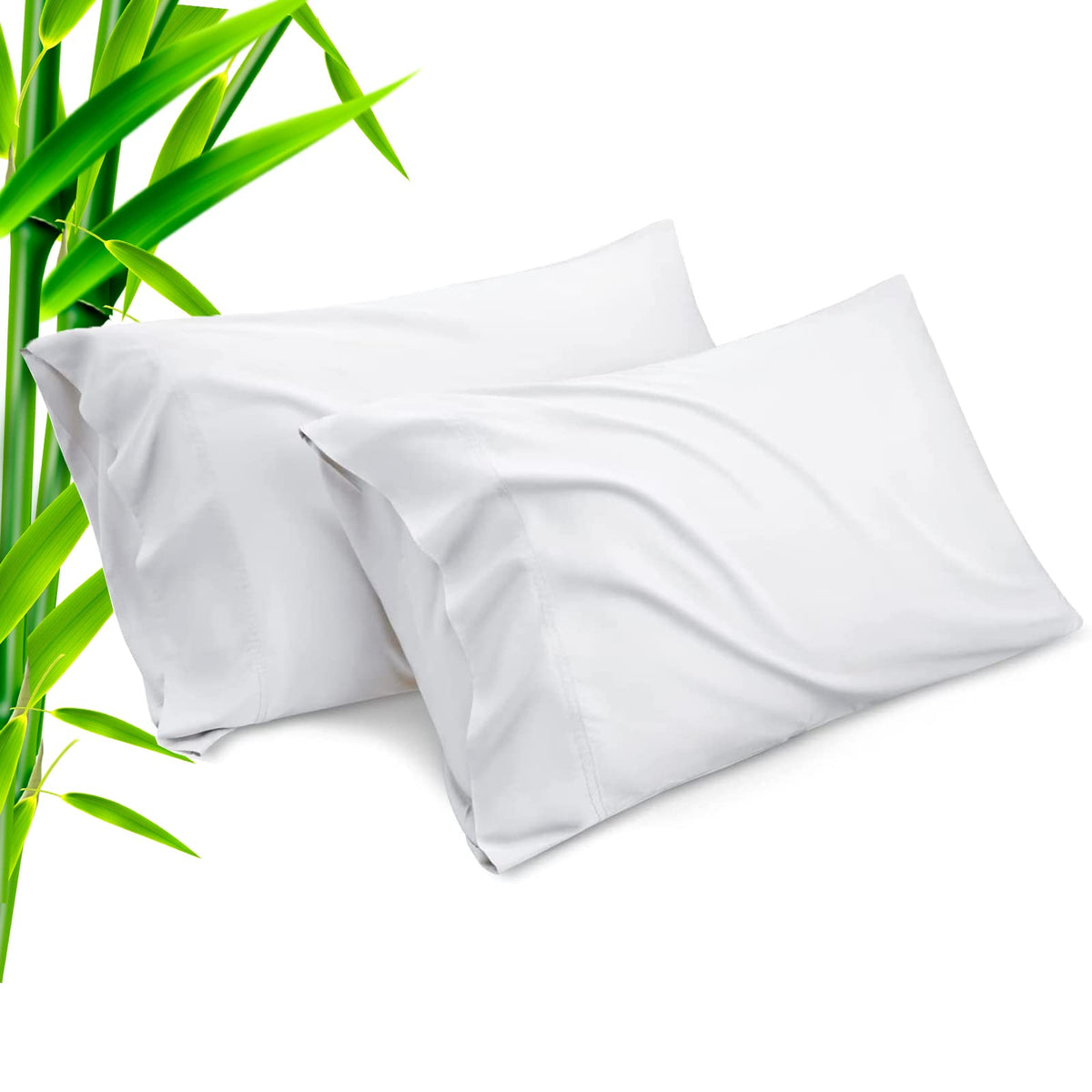 Telus White Pillow Cases King Size 2 Pack, Bamboo Rayon Cooling Pillowcases With Envelope Closure, Cool & Breathable Pillow Cove