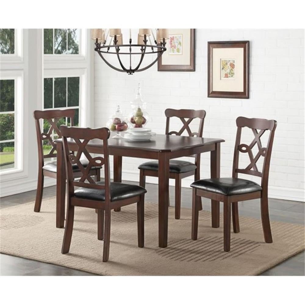 Acme Ingeborg 5 Piece Wooden Dining Set in Black and Espresso