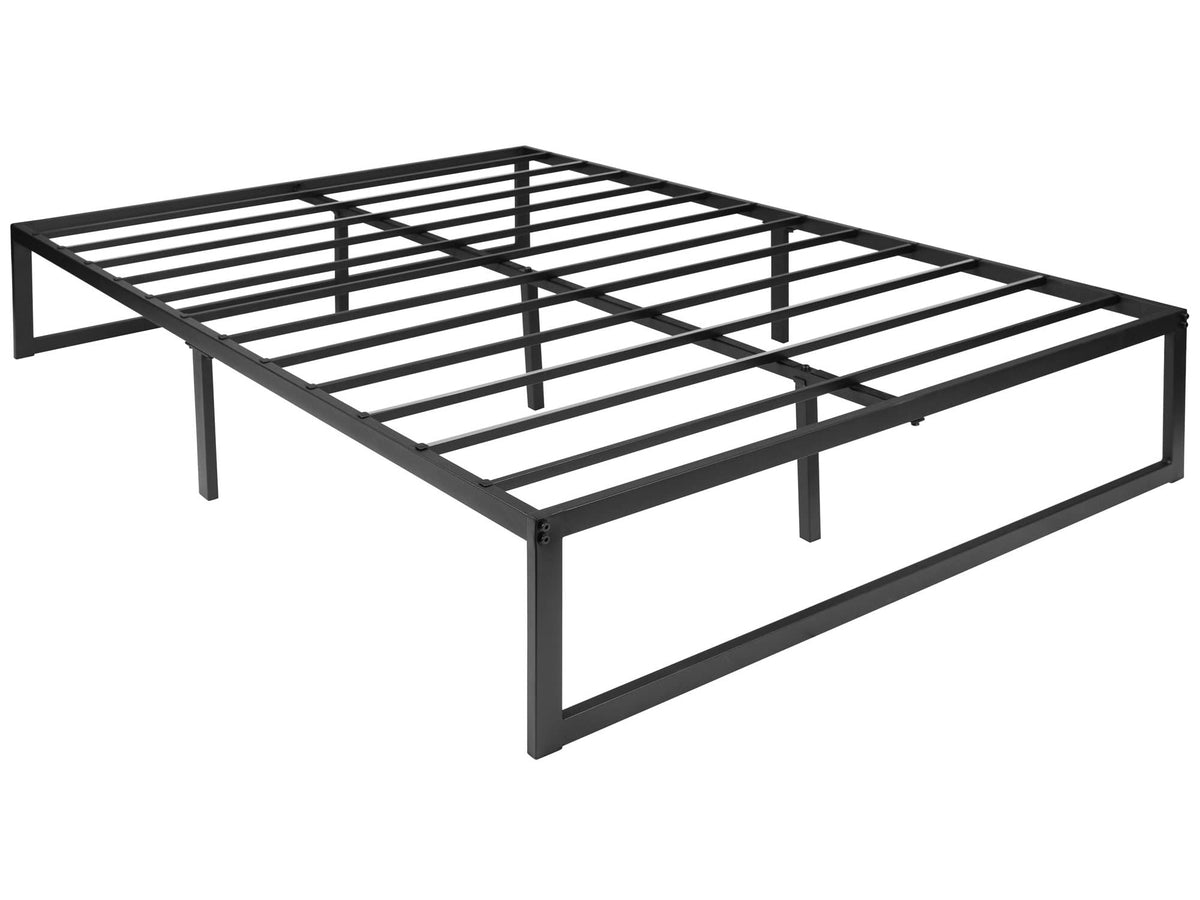 Flash Furniture Bentley 14&quot; Metal Platform Bed Frame - Black Frame/Steel Slat Supports - 12.5&quot; Underbed Storage - No Box Spring Needed - Quick Lock Functionality-Full