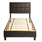 Better Home Products Carell Furniture Elegant Faux Leather Upholstered Panel Bed Full in Tobacco