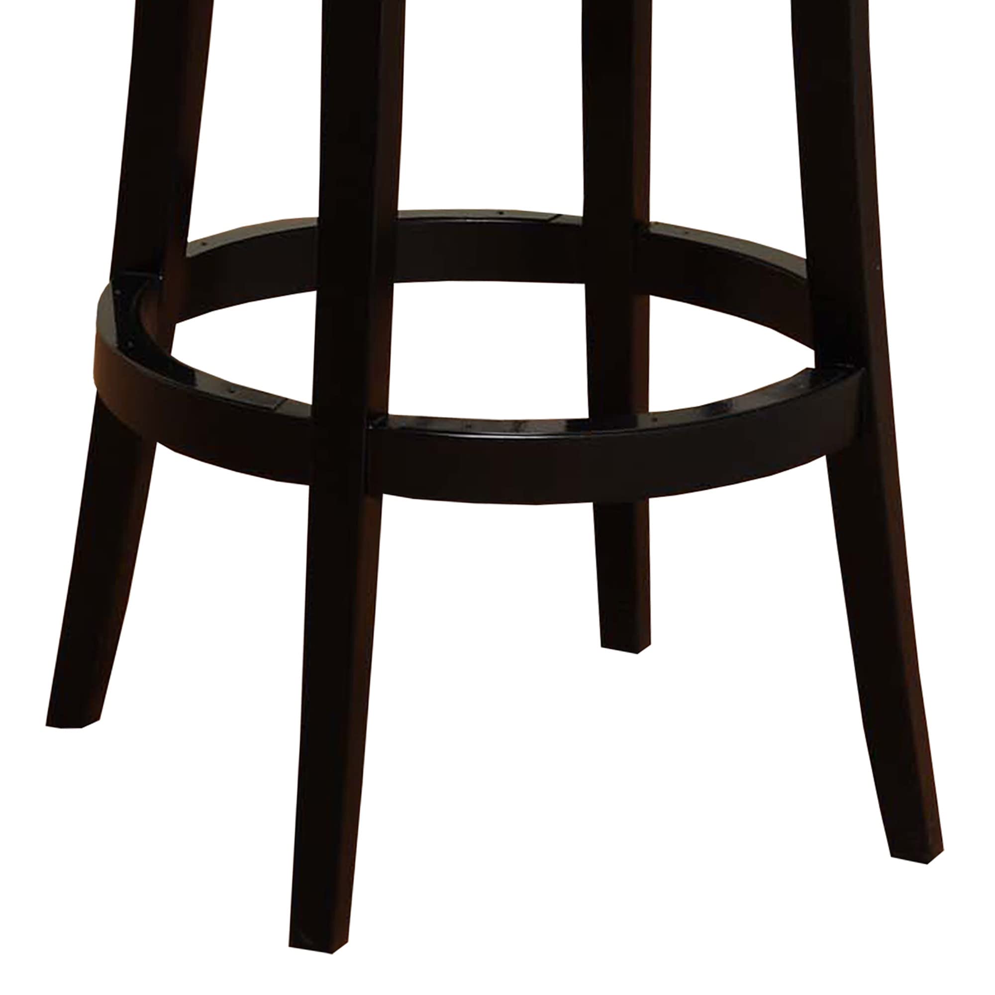 HomeRoots Black Hardwood, Bonded Leather 26' Black Faux Leather Round Seat Black Wood Swivel Armless Bar Stool