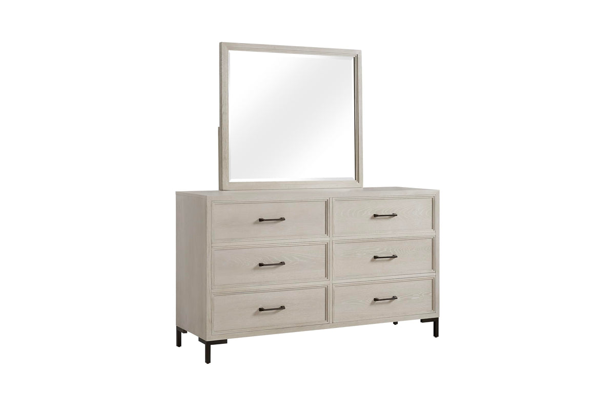 Alpine Furniture Bradley Square Framed Dresser Mirror, Antique White