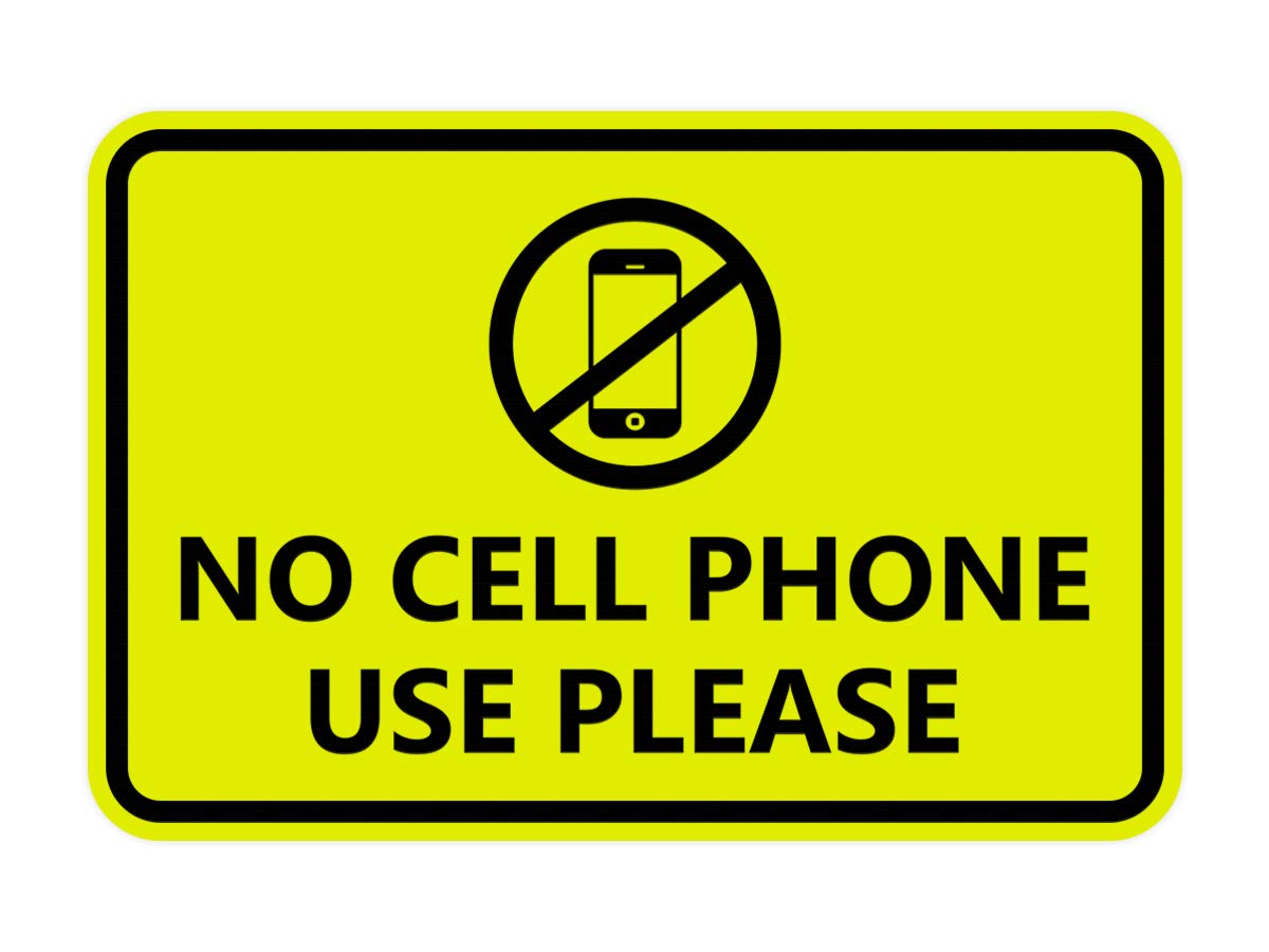 Signs Bylita Classic Framed No Cell Phone Use Please (Yellow/Black) - Small 1 Pack