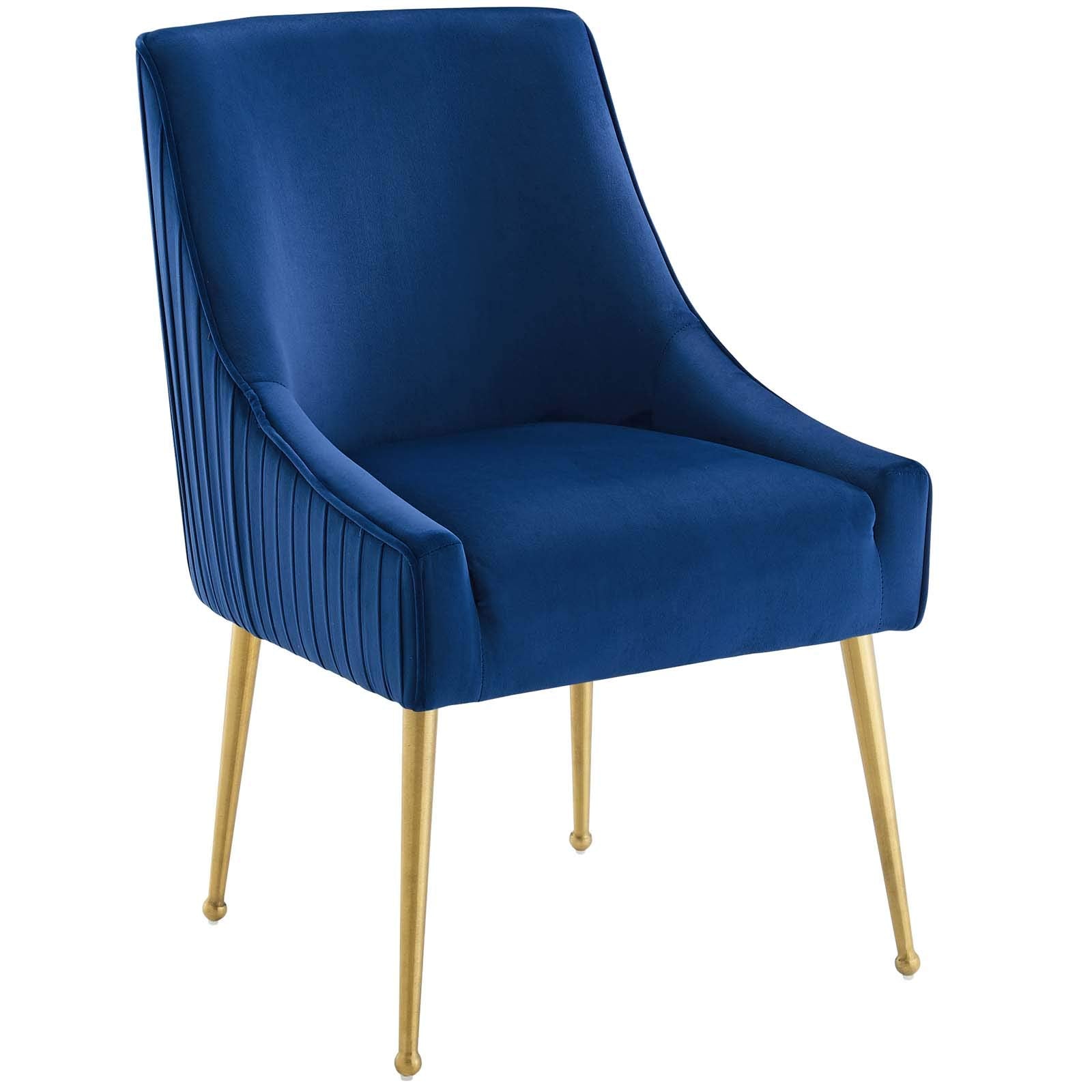 Modway Discern Pleated Back Upholstered Performance Velvet Dining Chair, Navy