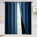 Yakamok 100% Blackout Curtains 72 inches Long,Room Darkening Blue and Greyish White Curtains Ombre for Bedroom Grommet Thermal I