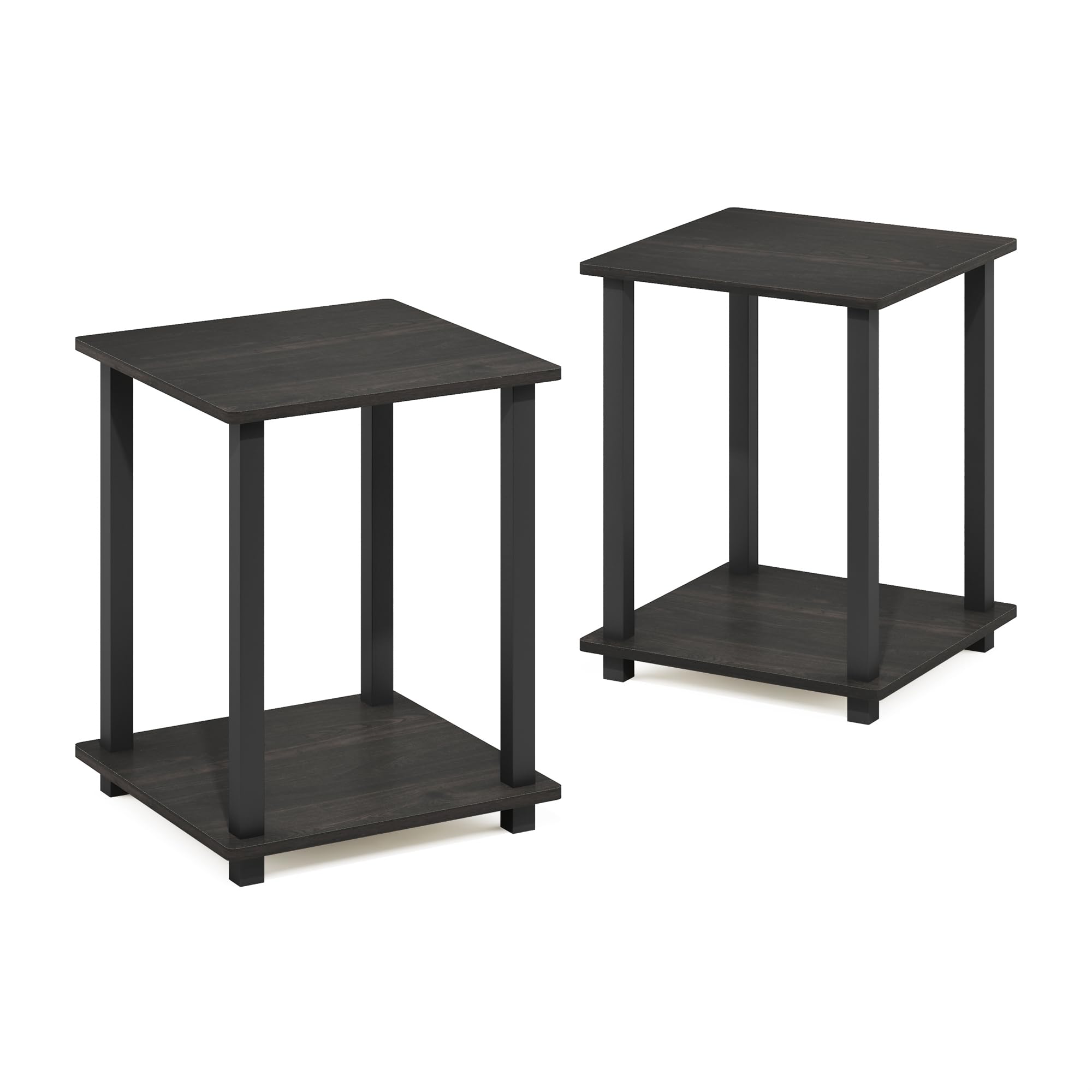 Furinno Simplistic Set Of 2 End Table, Espresso/Black