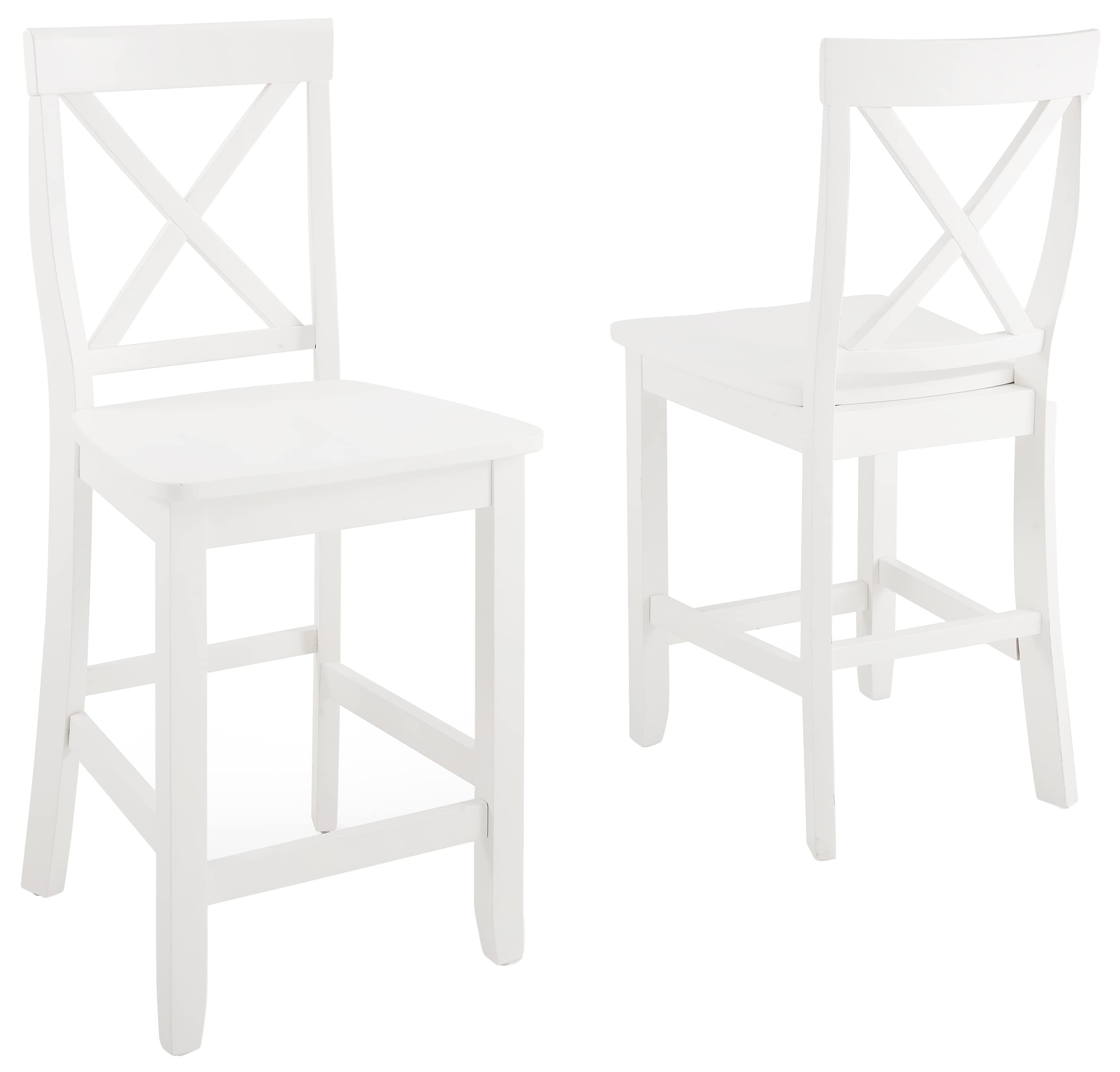 Crosley Furniture X-Back Wood Counter Height Bar Stools Set of 2, White, 24-inch