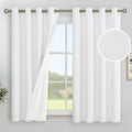 YoungsTex Short Linen Blackout Curtains 45 Inch Length for Window, Full Room Darkening Faux Linen Drapes Thermal Insulated for B