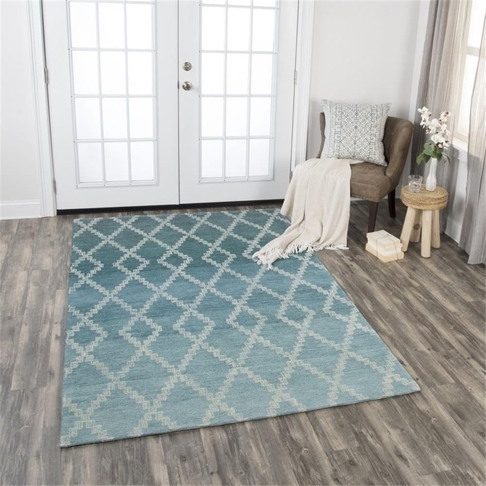 Rizzy Home Alora Decor Ascension 8' X11' Ombre/Lattice Teal/Gray/Rust/Blue Area Rug