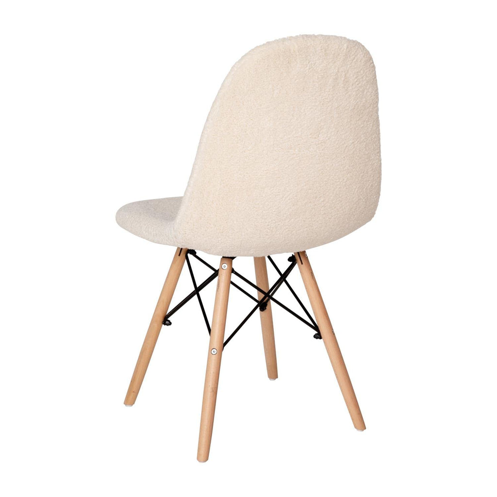 Flash Furniture Zula Modern Padded Faux Faux Shearling Accent Chair - Padded Off-White Faux Shearling Upholstery - Beechwood Legs