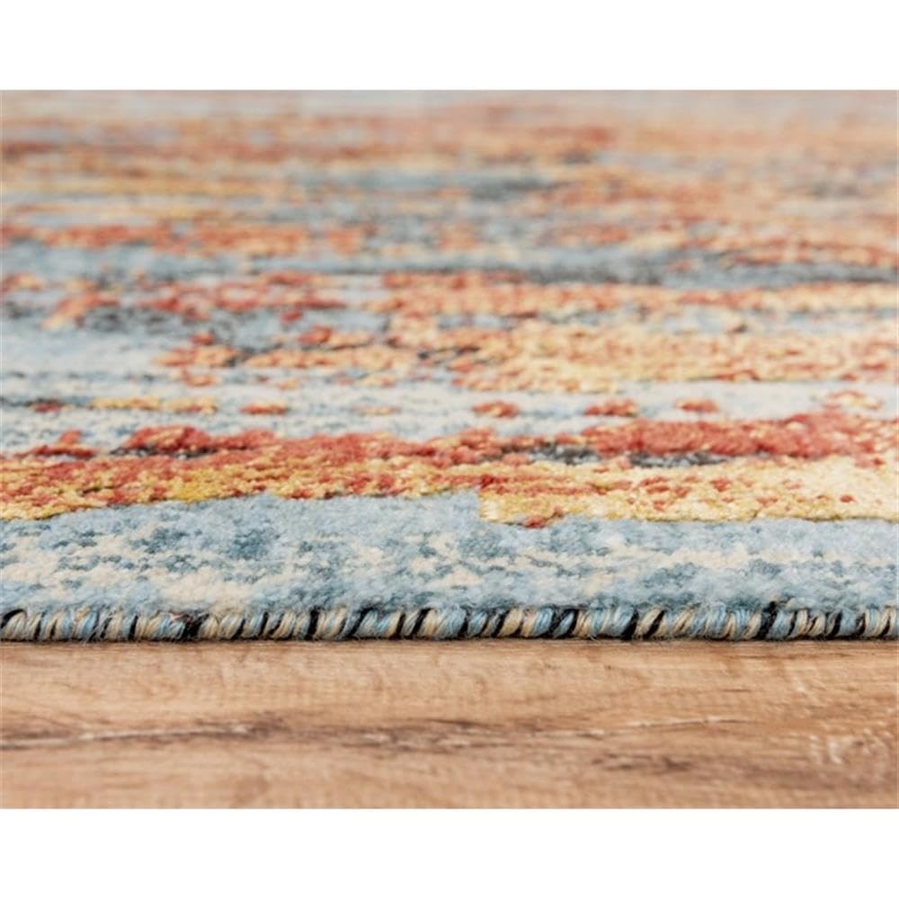 Rizzy Home Alora Decor Alure 5' X 8' Abstract Blue/Blue/Apricot Hybrid Area Rug