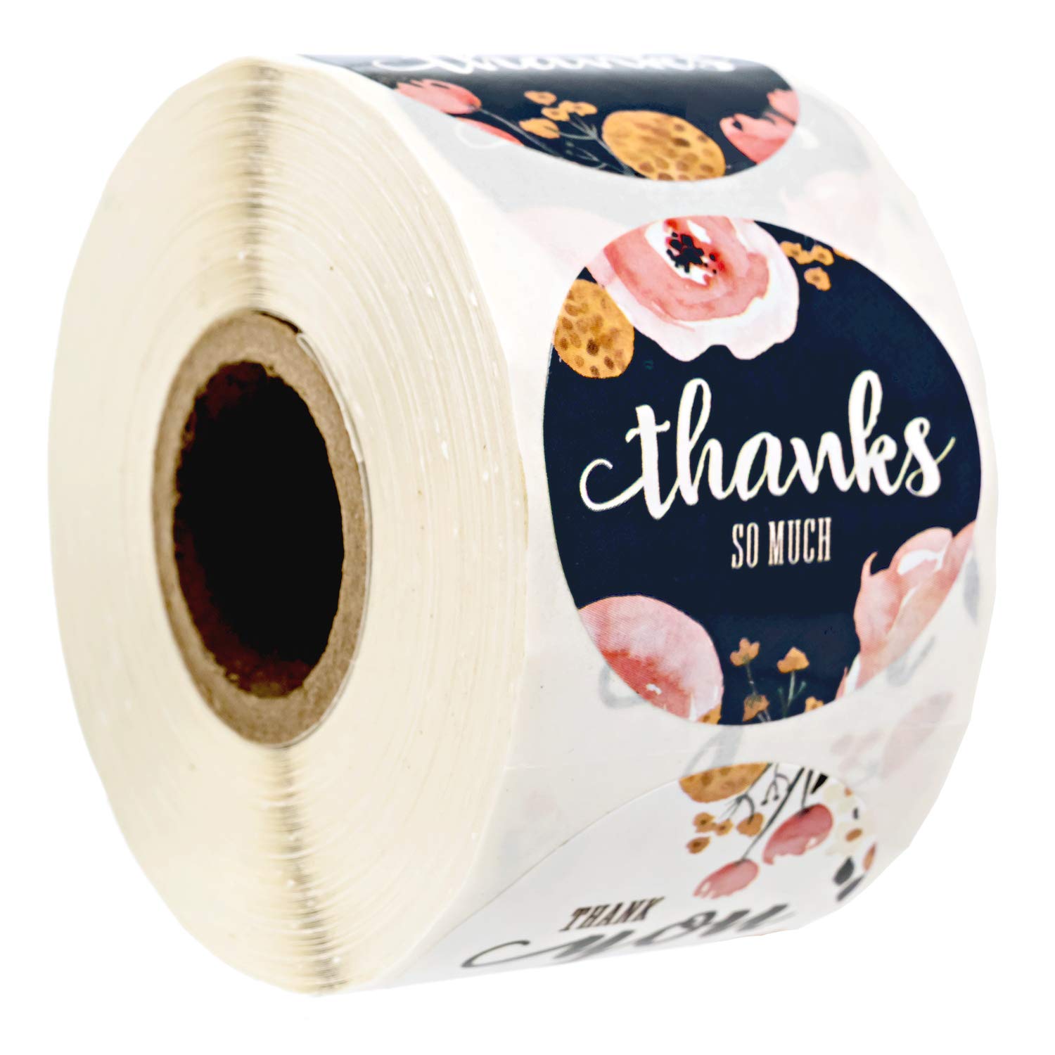 1.5' Bright Floral Thank You Stickers / 6 Different Thank You Designs / 500 Thank You Stickers Per Roll
