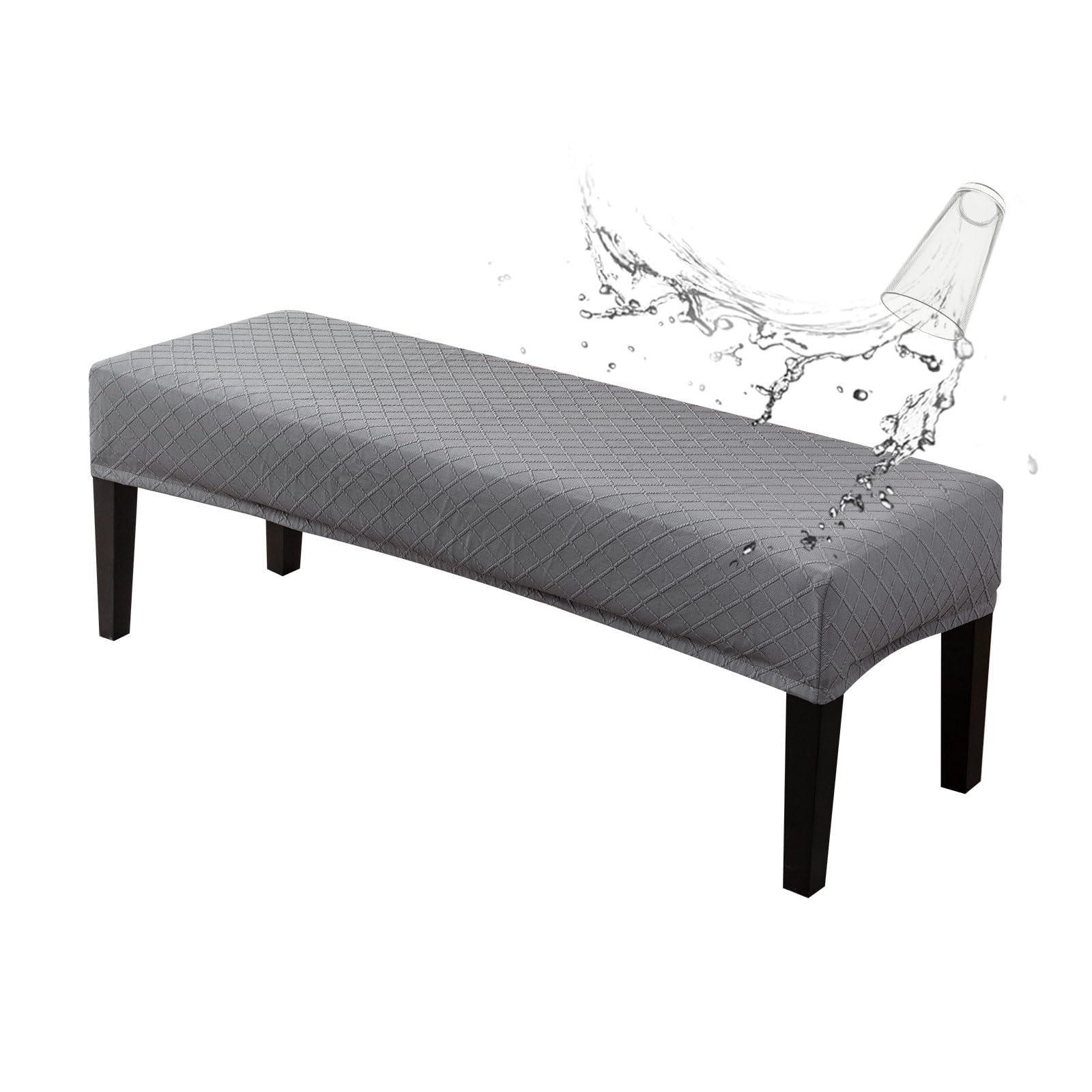 Stretch Dining Bench Covers, Waterproof Stretch Jacquard Bench Seat Protector Cover, Rectangular Bench Cover For Bedrooms, Living Rooms, Kitchens, Removable, Washable