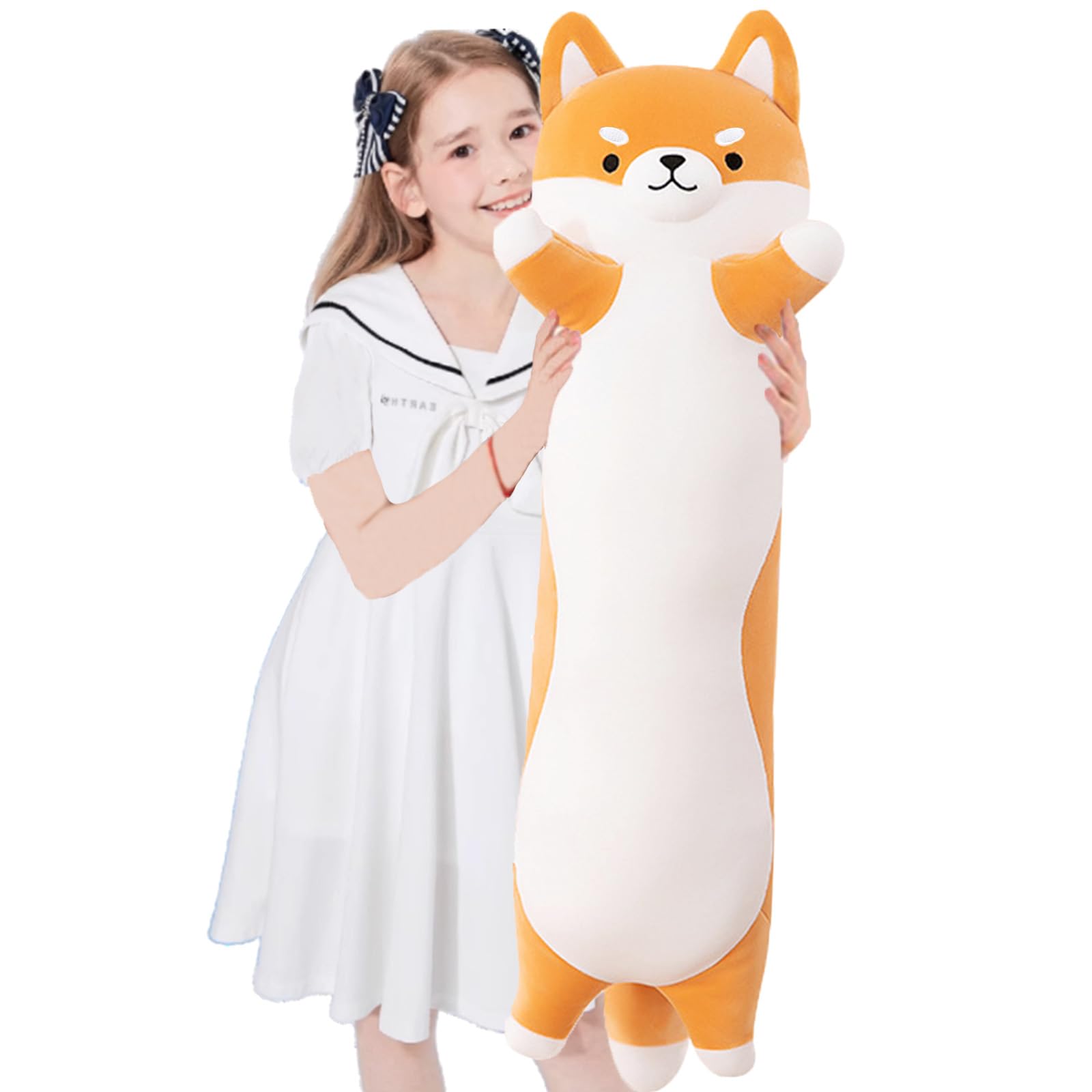 Long Shiba Inu Plush Body Pillow Giant Stuffed Animal Corgi Dog Plush Toys Hugging Pillow, Soft Long Dog Sleeping Cushion Gifts
