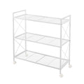 Songmics 3-Tier Metal Storage Rack With Wheels, Mesh Shelving Unit With X Side Frames, 31.5-Inch Width, For Entryway, Kitchen, Living Room, Bathroom, Industrial Style, White Ubsc183W01
