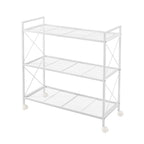 Songmics 3-Tier Metal Storage Rack With Wheels, Mesh Shelving Unit With X Side Frames, 31.5-Inch Width, For Entryway, Kitchen, Living Room, Bathroom, Industrial Style, White Ubsc183W01