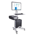 AW Mobile Computer Cart Rolling PC Desk Workstation on Wheels with Monitor Mount Adjustable Keyboard Mouse Tray CPU Printer Hold