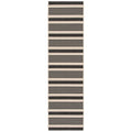SAFAVIEH Courtyard Collection Runner Rug - 23 x 8, Black & Bone, Stripe Design, Non-Shedding & Easy Care, Indoor/Outdoor & Wa