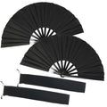 TIHOOD 2PCS Large Folding Silk Hand Fan Hand Folding Fans Chinese Tai Chi Folding Fan for Men and Women Performance, Dance, Deco