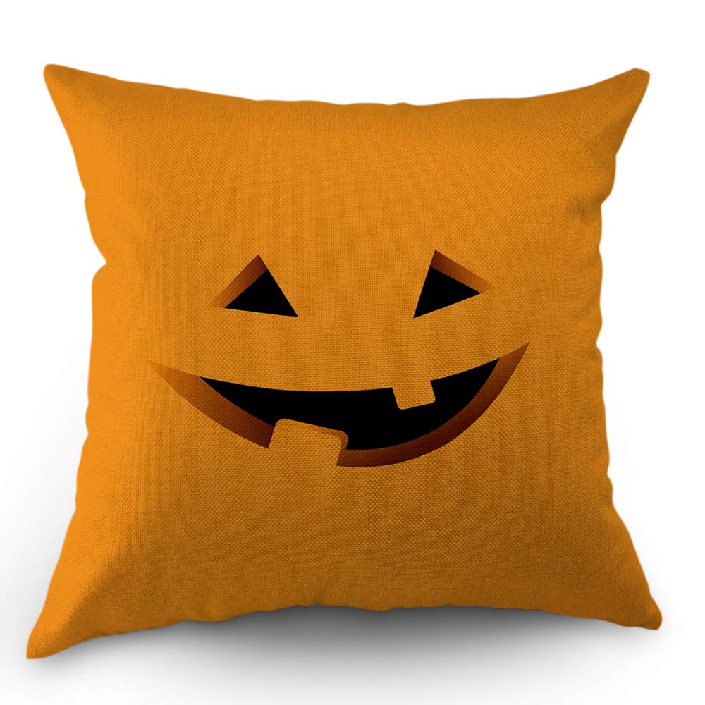 Moslion Evil Face Pillow Case Cute Halloween Autumn Pumpkin Lantern Faces Happy Father's Day Throw Pillow Cover 18x18 Inch Cotto