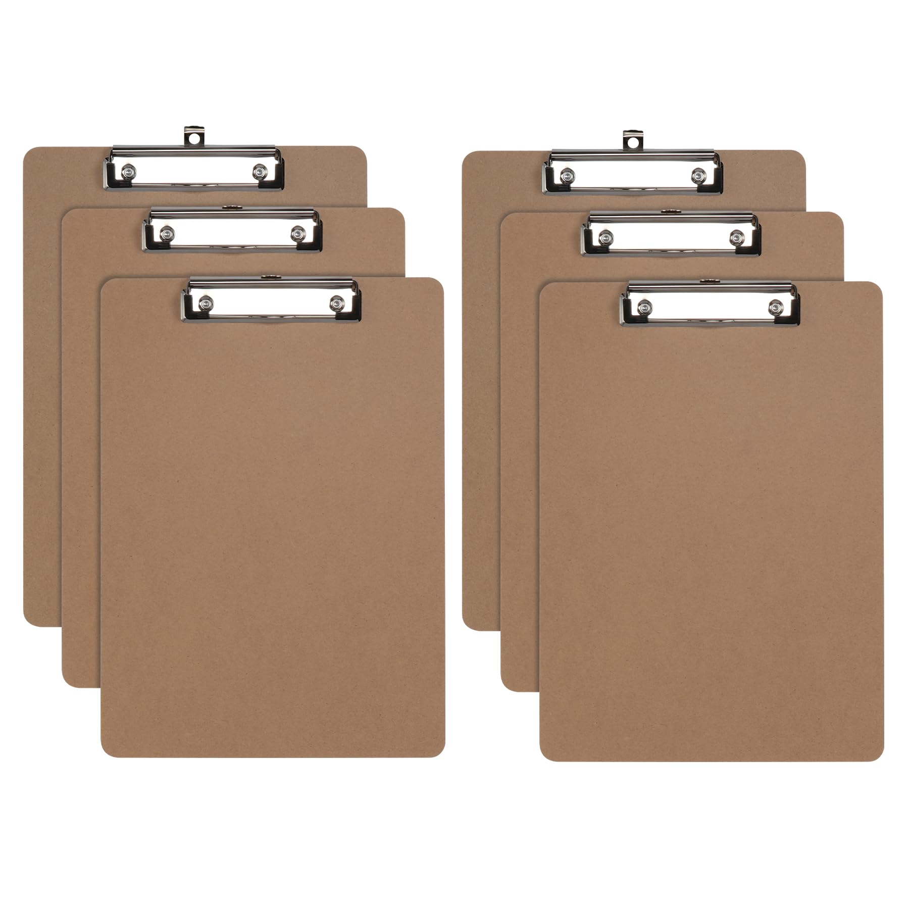 Oxford Brown Clipboards, Metal Clip With Plastic Corners, Writing Surface With Hanging Loop, Brown, 12.5' X 9', 6 Pack (25401)
