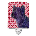 Caroline'S Treasures Ss4463Cnl Skye Terrier Hearts Love And Valentine'S Day Portrait Ceramic Night Light Compact, Ul-Certified,